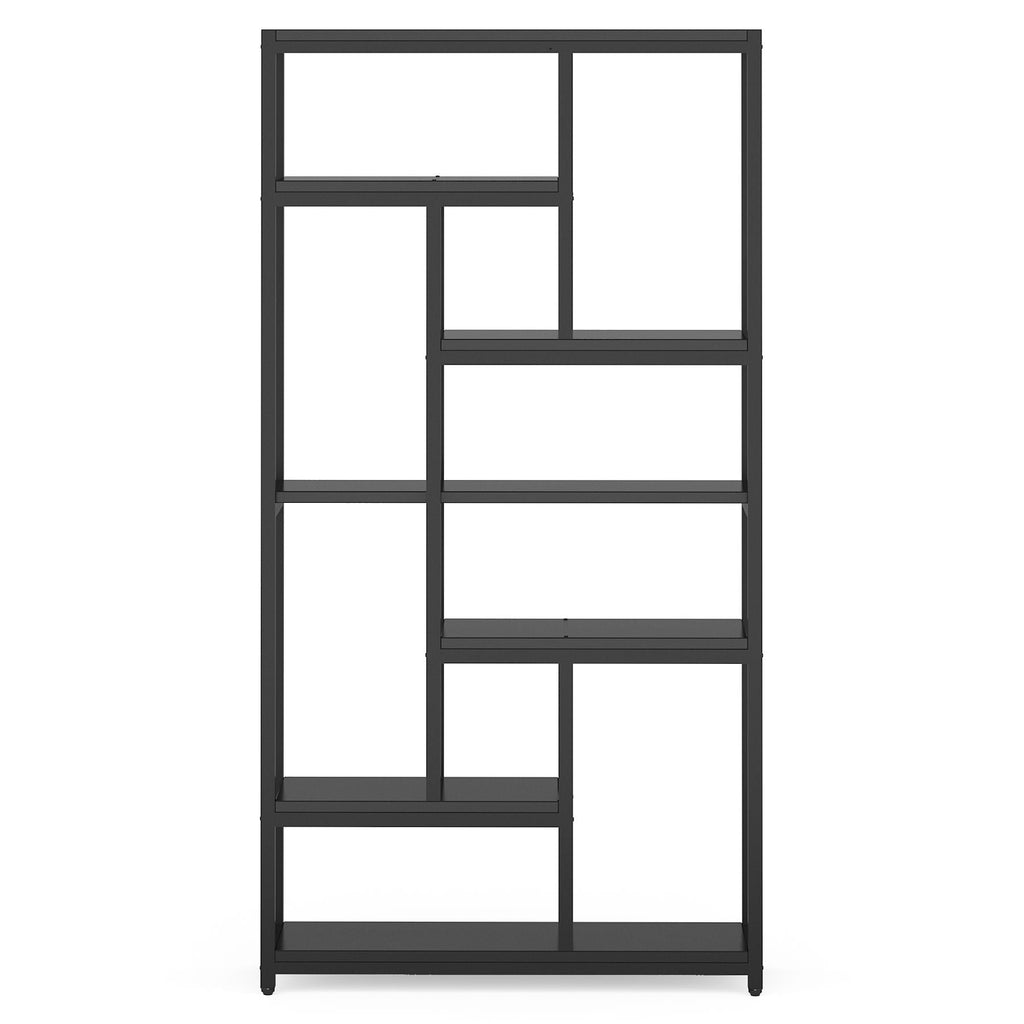 Extra Tall 7 Tier Industrial Etagere Bookcase with 10 Shelves Organizer - Dark Brown or Black