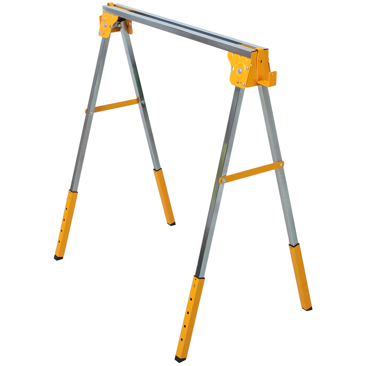Adjustable Height Sawhorses 2 Pack with Folding Design - Steel