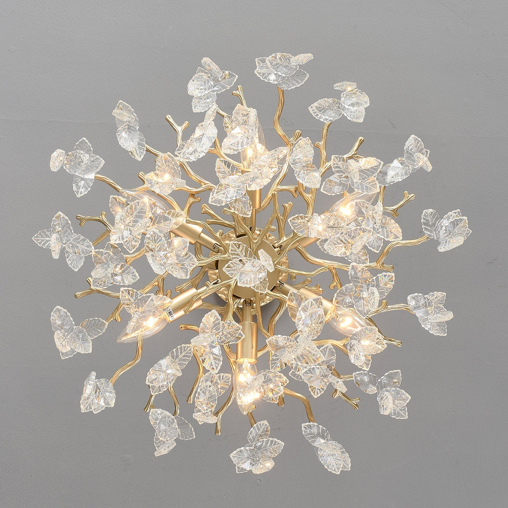 6-Light Crystal Chandelier with Gold Finish - Elegant Ceiling Lamp