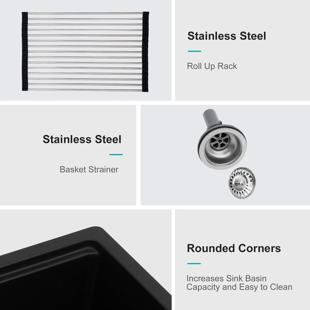 Quartz Composite Kitchen Sink With Workstation, Undermount