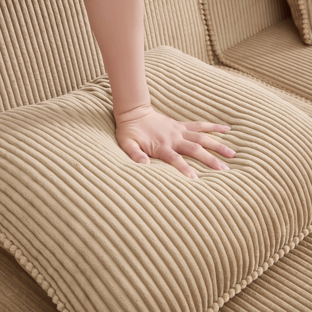 Armless Sofa With Pillow in Plush Corduroy - Camel