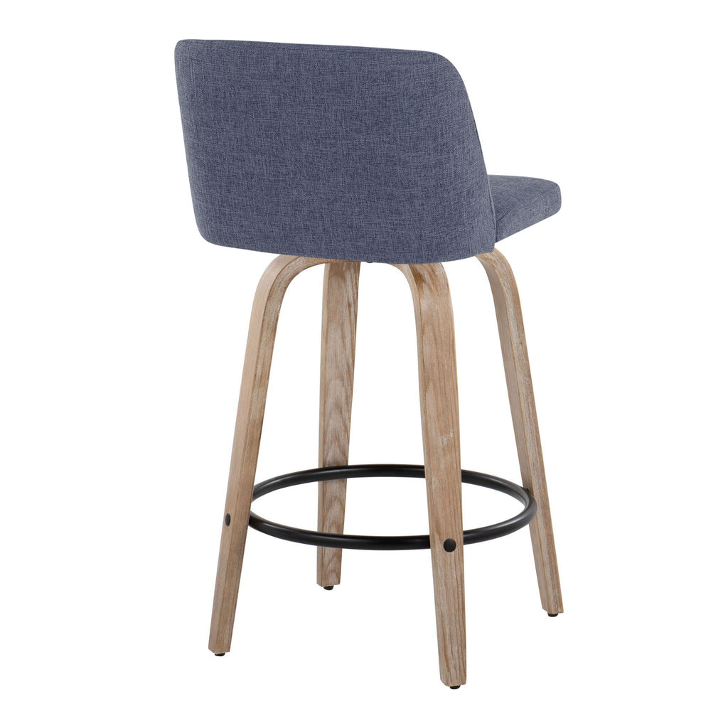 Toriano - Contemporary Fixed-Height Counter Stool & Swivel with Round Footrest (Set of 2)