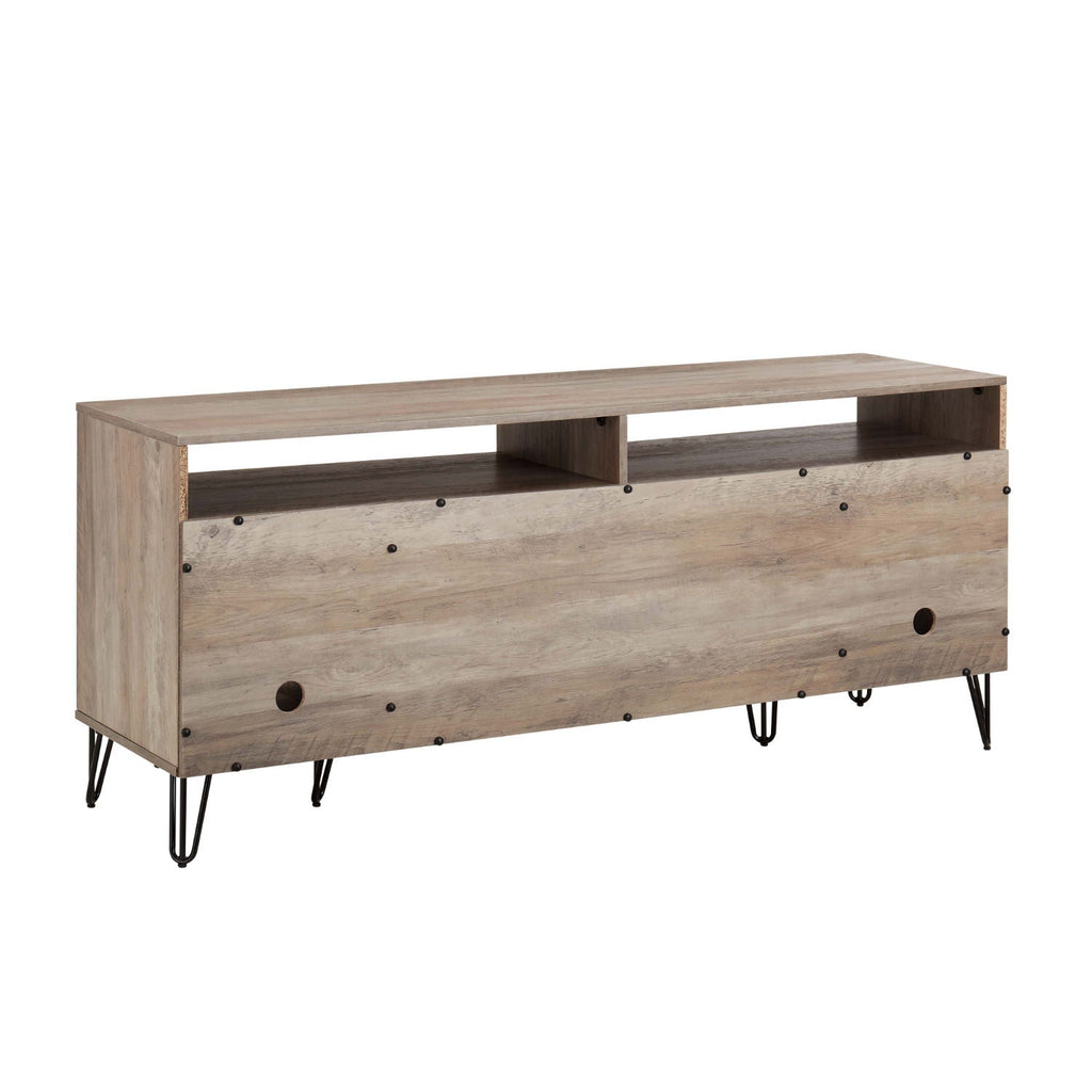 Fluted TV Stand with Storage and Metal Legs - Multiple Colors