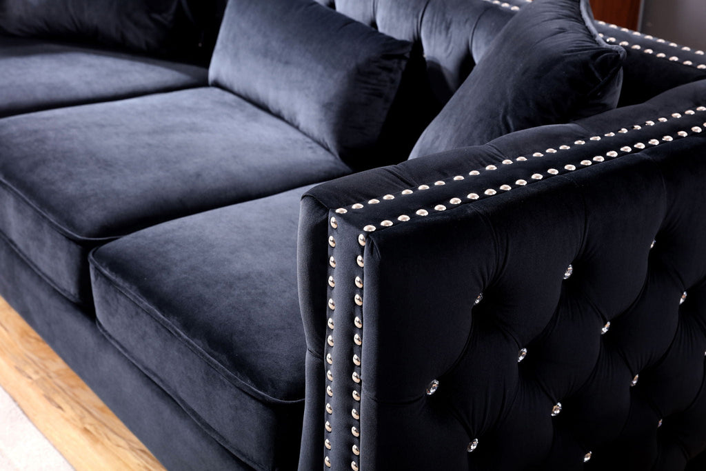 Paige Tufted Sofa with Faux Diamond Buttons - Multiple Colors