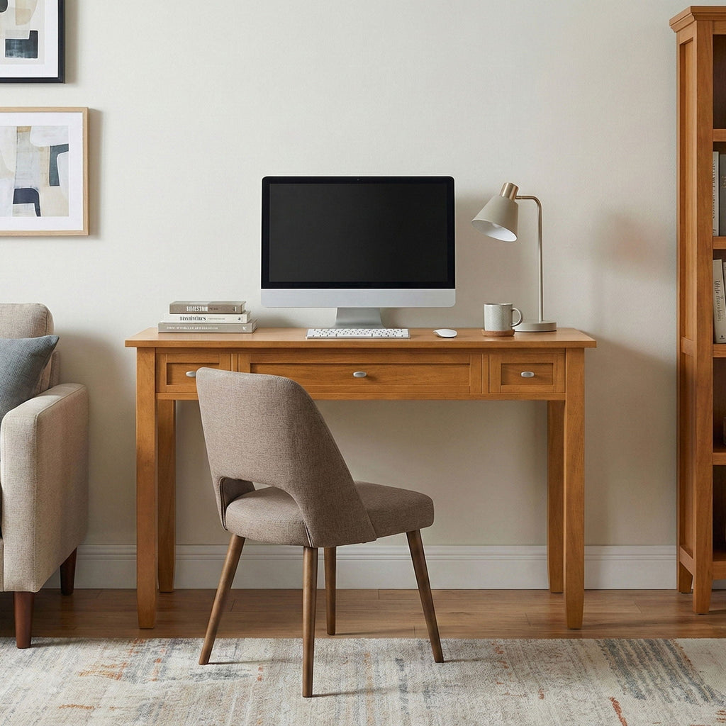 Handcrafted Wooden Writing Desk with Storage Drawers - Multiple Colors