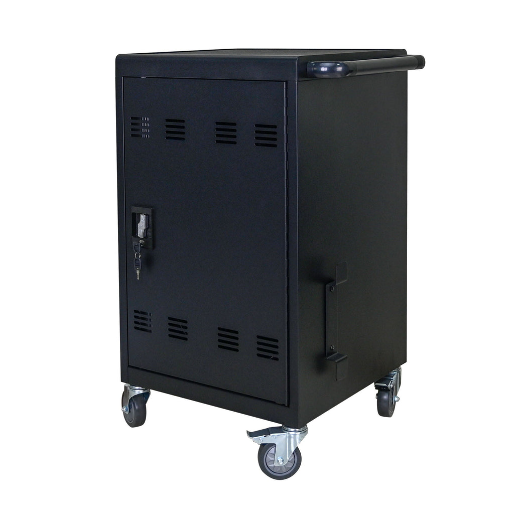 32 Bit Device Charging Trolley For Tablets And Laptops With Cable Management, Removable Doors - Matte Black