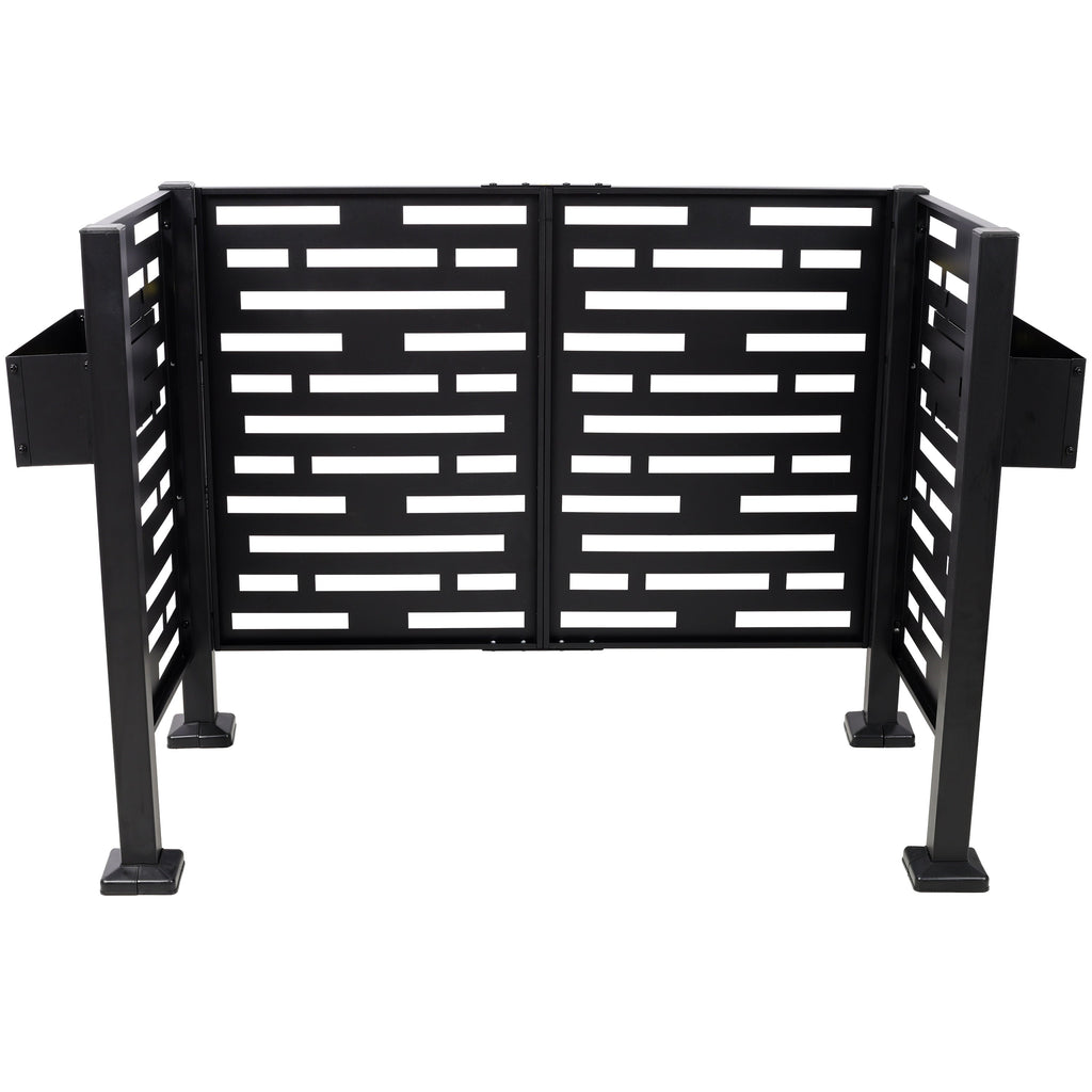 Metal Air Conditioner Fence with Planter Boxes - Black