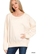 Zenana Fleece Boat Neck Sweatshirt