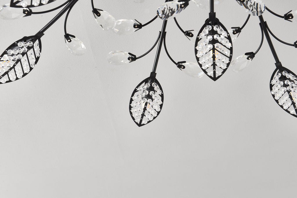 15-Light Chandelier with Crystal Accents - Matte Black