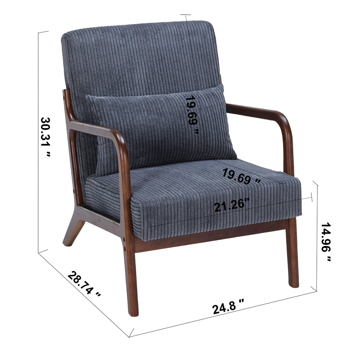 Accent Chair With Pillow And Wood Frame