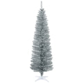 6' Artificial Pencil Christmas Tree with Slim Design - Silver, White, Black