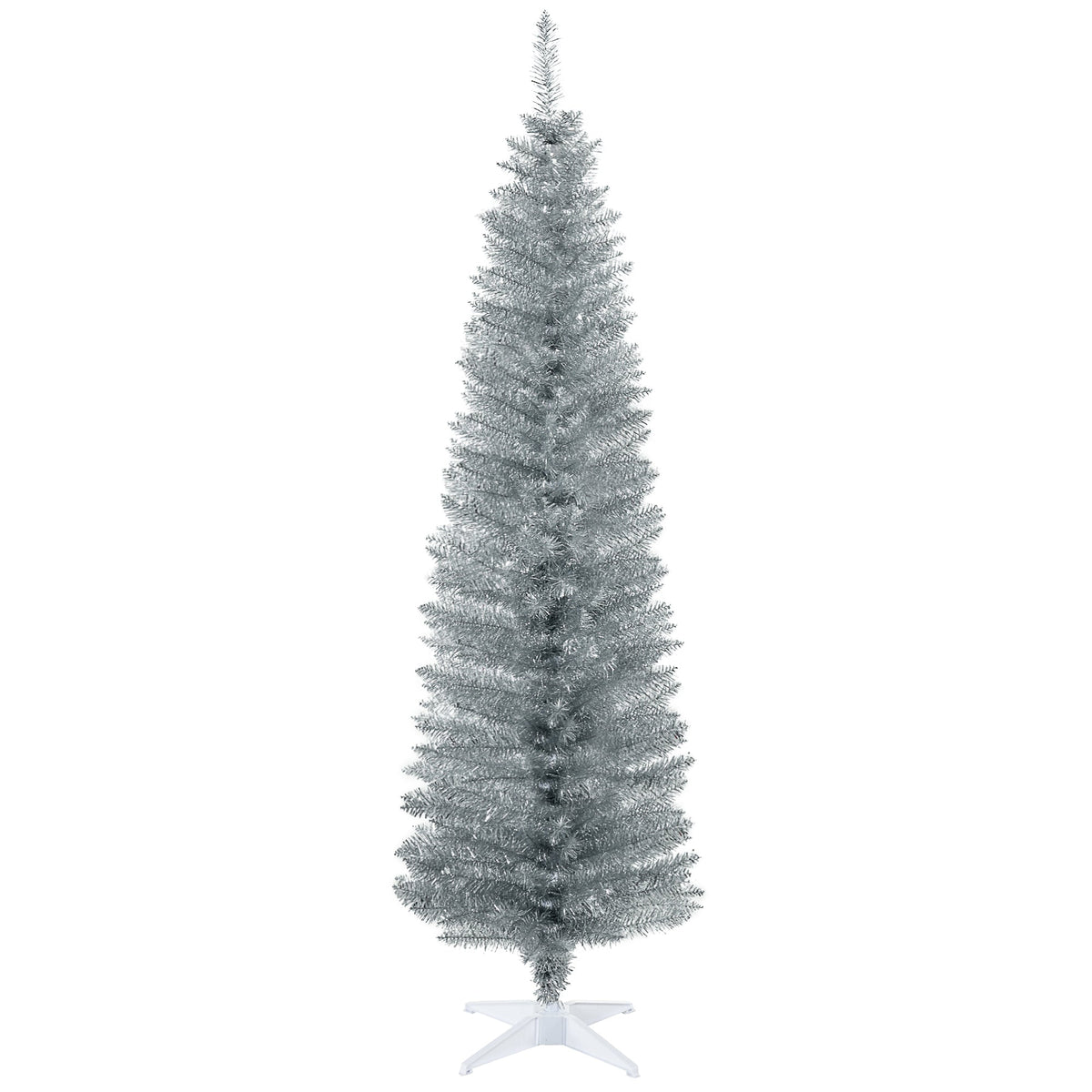 6' Artificial Pencil Christmas Tree with Slim Design - Silver, White, Black