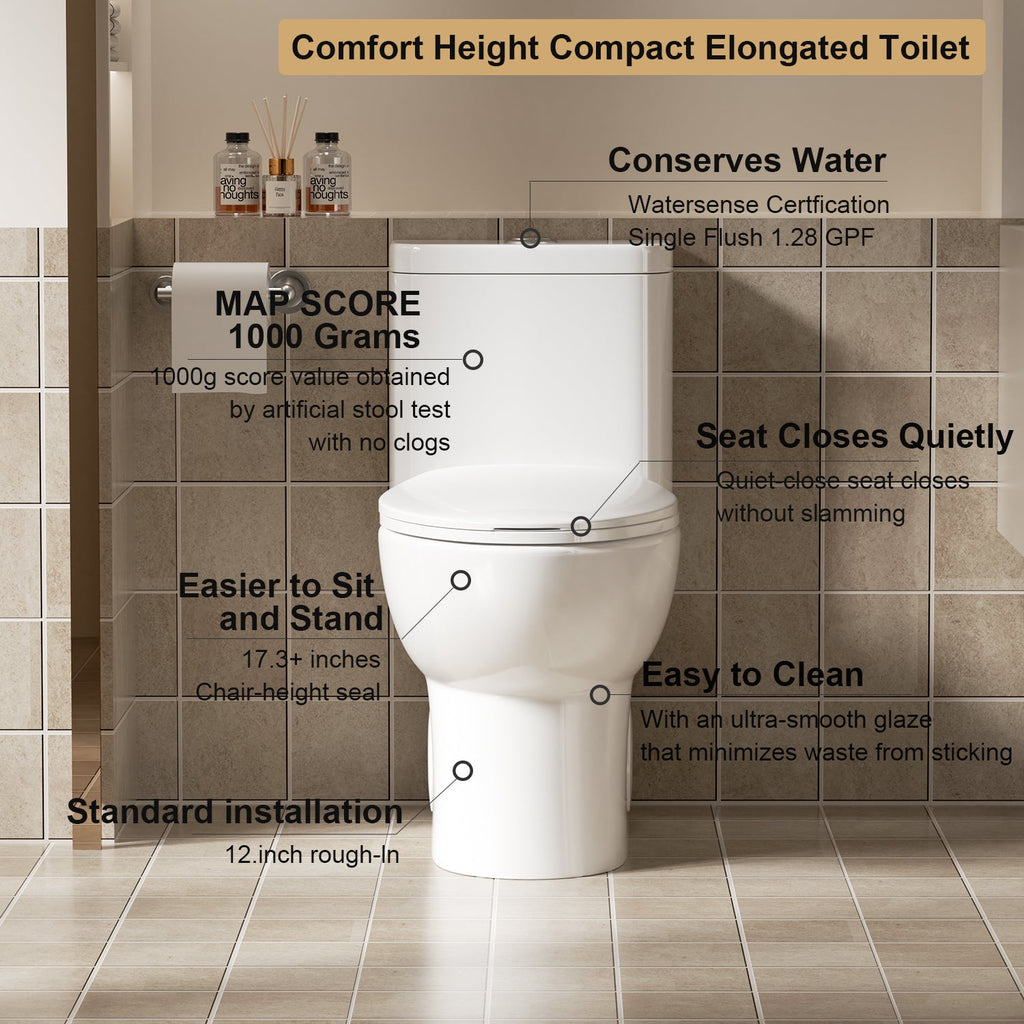 Tornado Flush One-Piece Toilet with Comfort Chair Seat - Gloss White