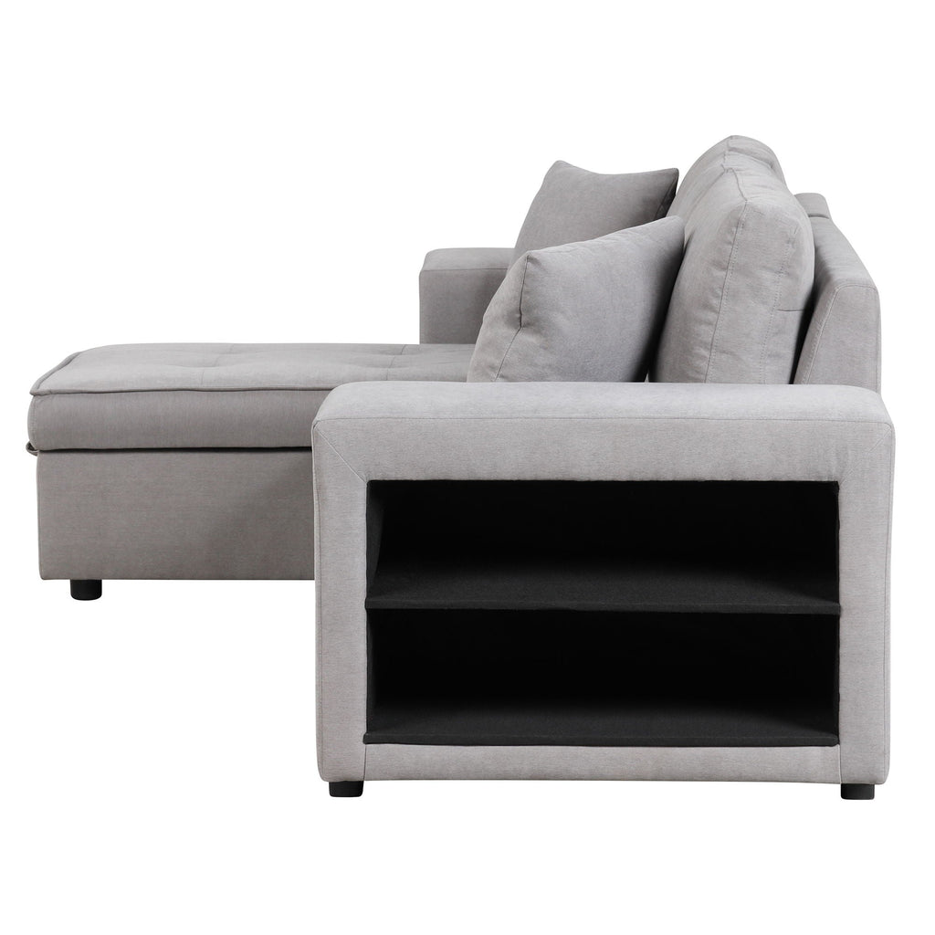 Reversible L-Shape Sleeper Sectional Sofa with Storage Chaise and 2 Stools - Multiple Colors