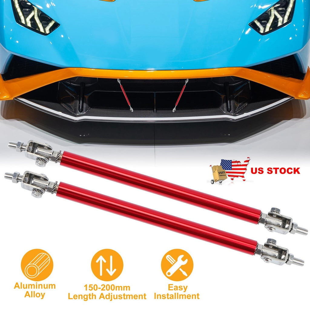 2Pcs Splitter Rod Front Bumper Lip Rod Strut Adjustable Lip Spoiler Tie Support Rods 150mm-200mm