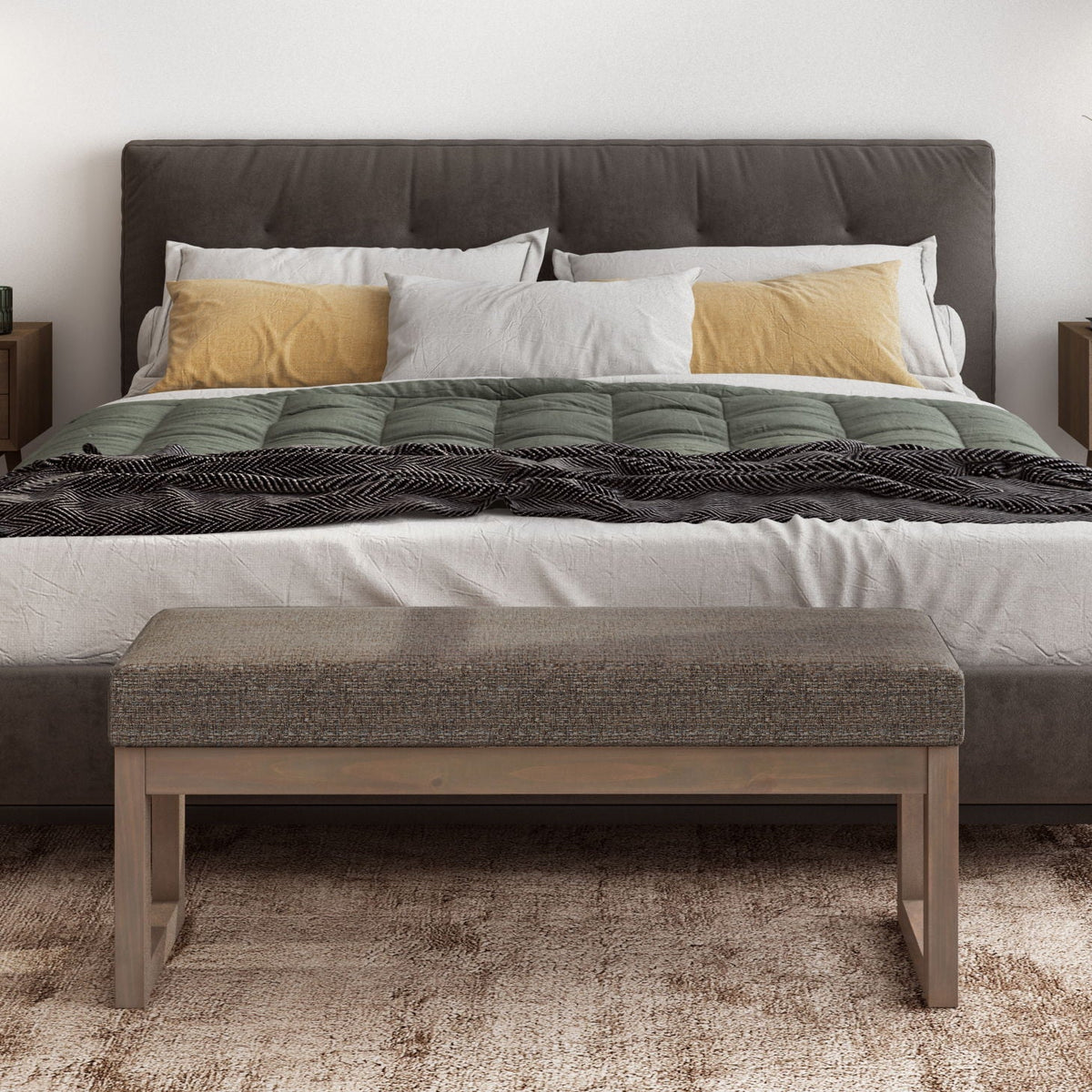 Milltown Upholstered Ottoman Bench with Versatile Design - Multiple Colors