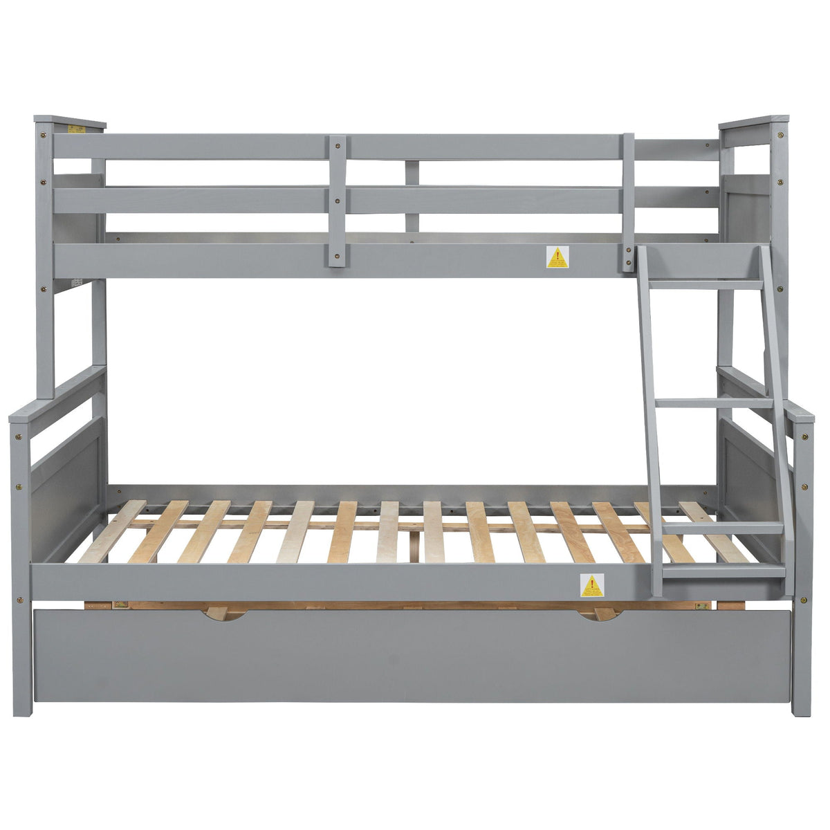 Twin Over Full Bunk Bed with Ladder and Storage Options - White or Dark Gray