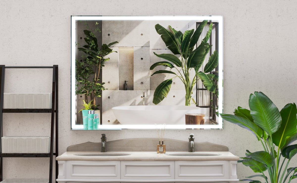 48x36 Inch LED Bathroom Vanity Mirror with Adjustable Lights - Aluminium