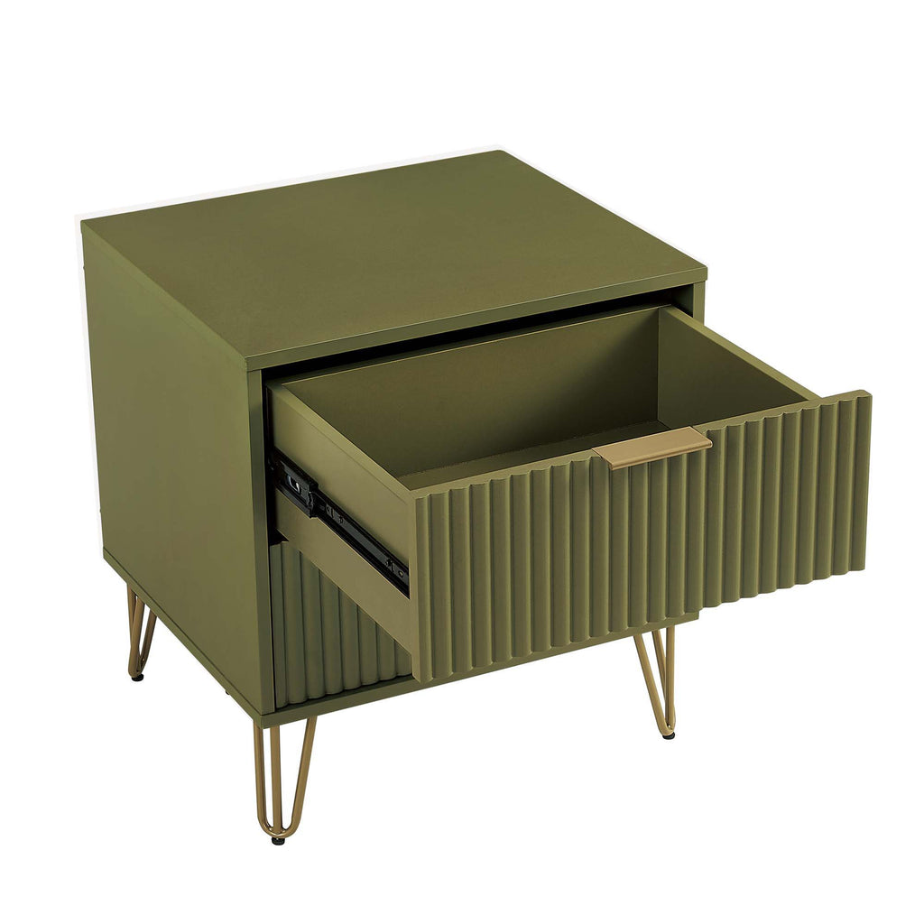 Dumbo Nightstand with 2 Drawers and Fluted Fronts – Multiple Colors