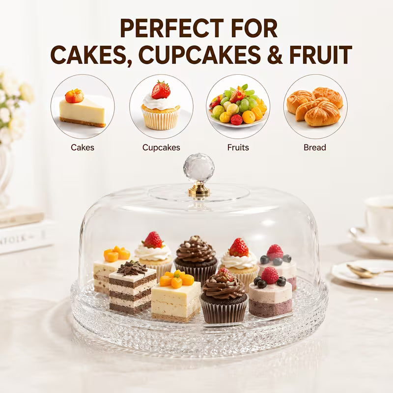 2-in-1 Cake Stand with Acrylic Dome Cover