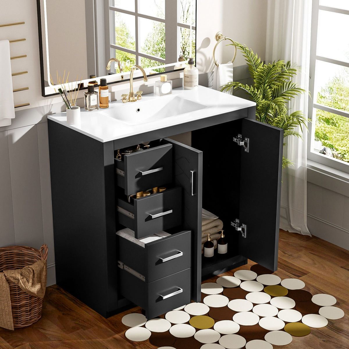 Bathroom Vanity With Sink Combo, Storage Cabinet, Freestanding Set