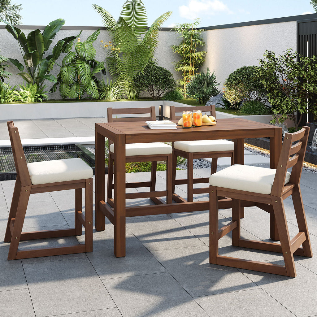 Patio Bar Set with Ergonomic Chairs - Light Brown or Dark Brown