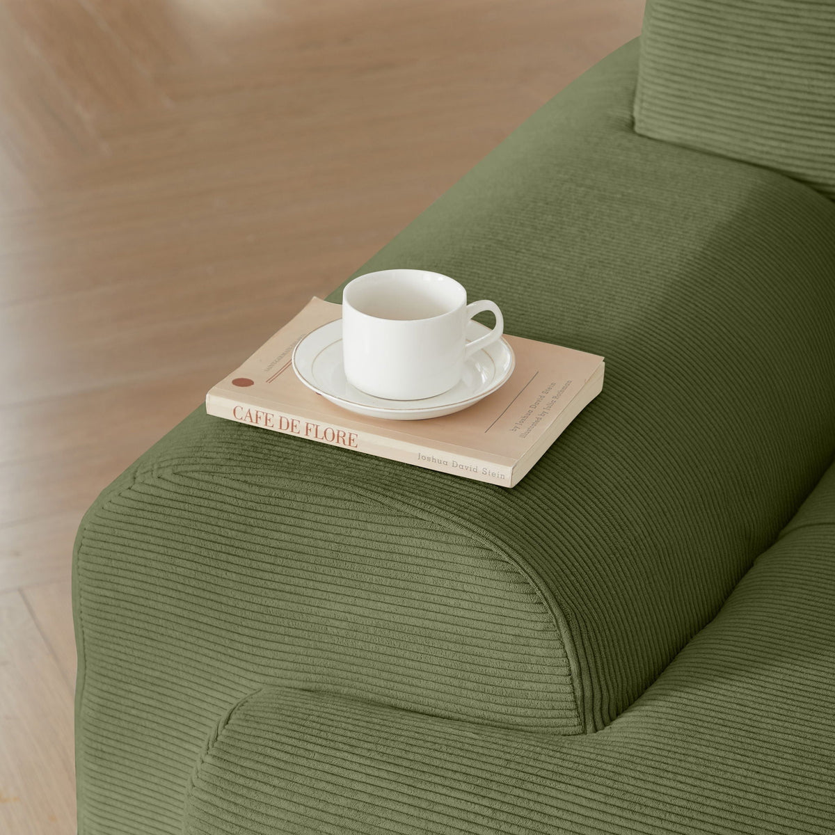 L Shaped Modular Sectional Sofa with Deep Seat and Movable Ottoman - Dark Gray or Green