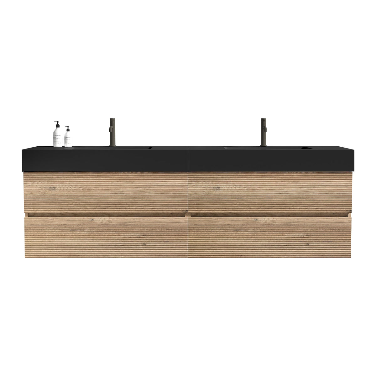 Grace 72'' Bathroom Vanity with Soft-Close Drawers - Walnut/Black