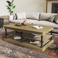 55.1" Wood Coffee Table with Open Shelves