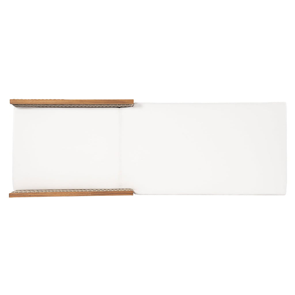 Solid Acacia Wood Sun Lounger Set of 2 with Cushions - Beige & Light Grey