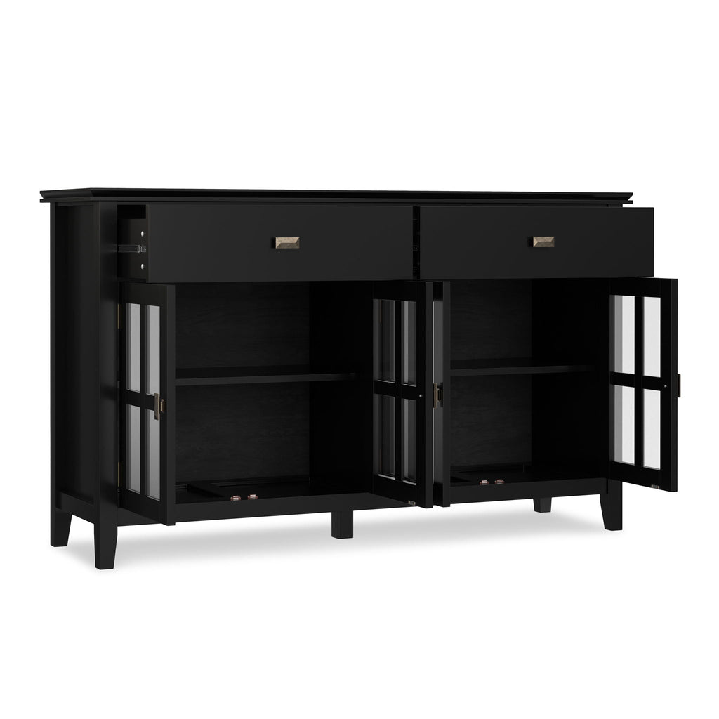 Artisan 4 Door Sideboard Buffet with Adjustable Shelves - Dark Brown or Black