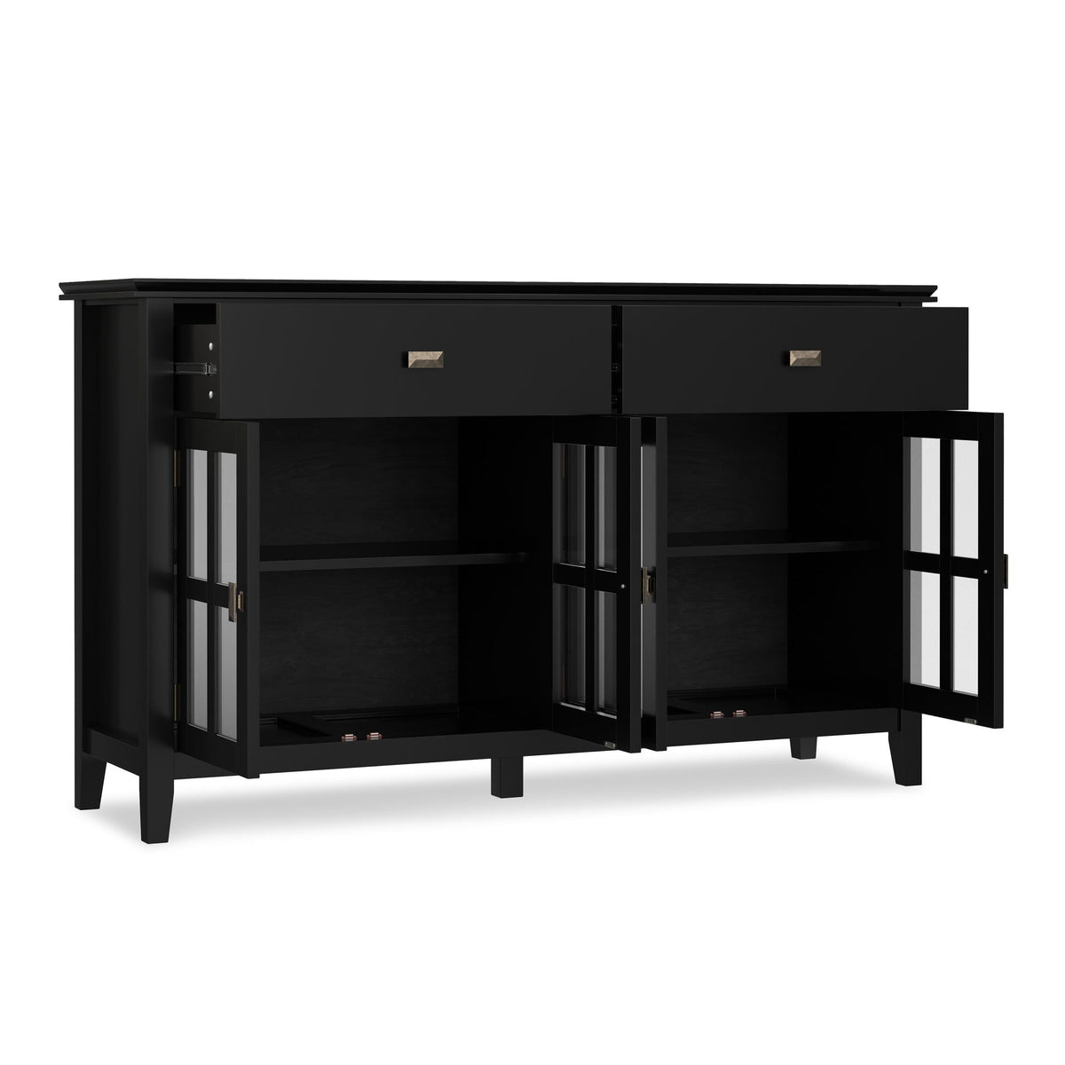 Artisan 4 Door Sideboard Buffet with Adjustable Shelves - Dark Brown or Black