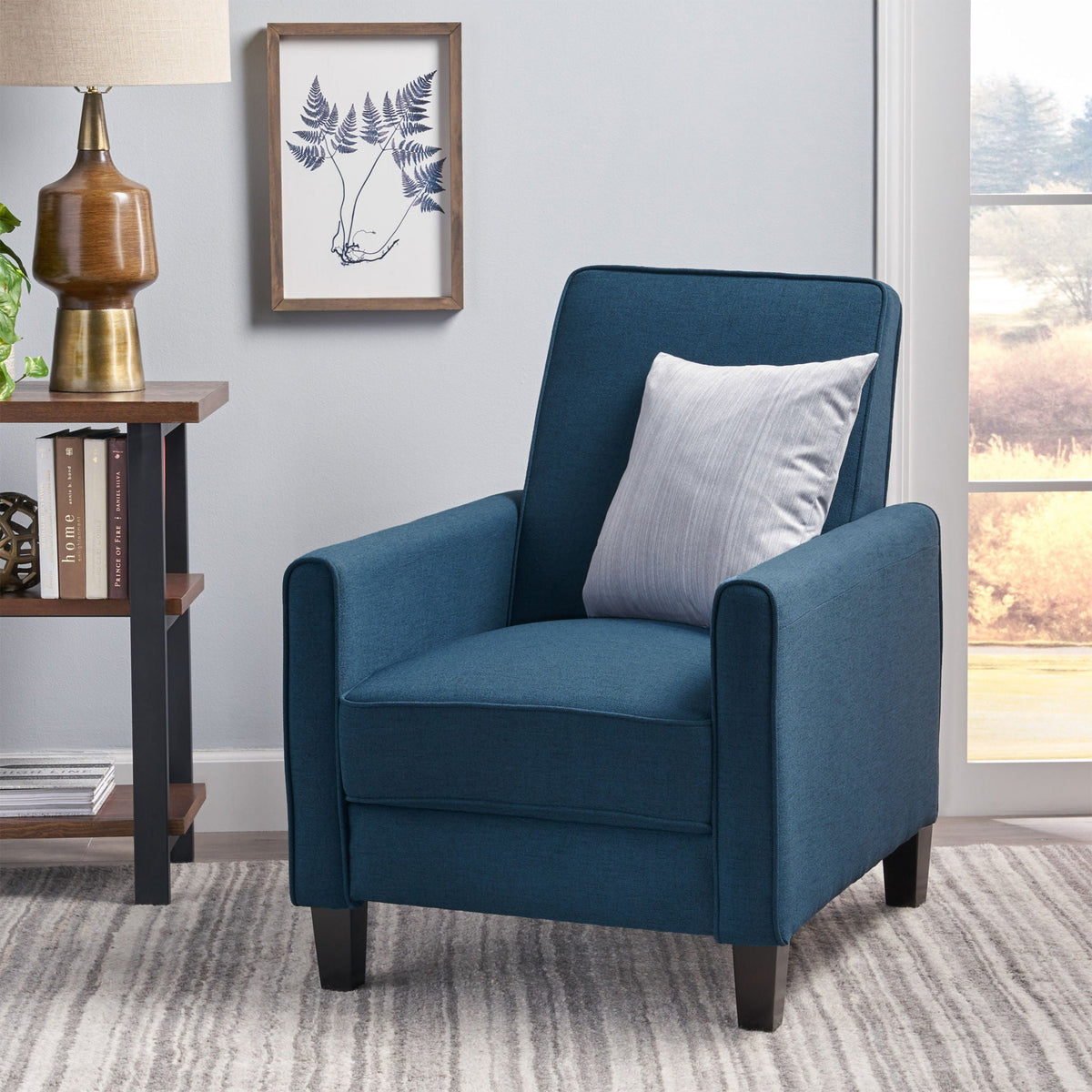 Upholstered Push Back Recliner Chair with Adjustable Recline - Multiple Colors