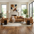 Oversized Chenille Sectional Sofa Set with Rubberwood Legs - Beige or Brown