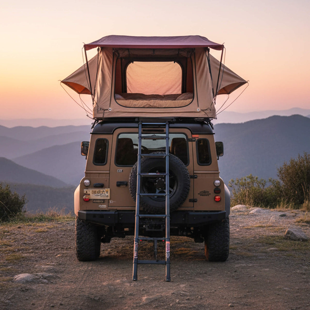 Summit Soft-Shell Aluminum Rooftop Tent With Ladder, LED Light Strip, And Memory Foam Mattress [2-3 Person] (SAK26814)