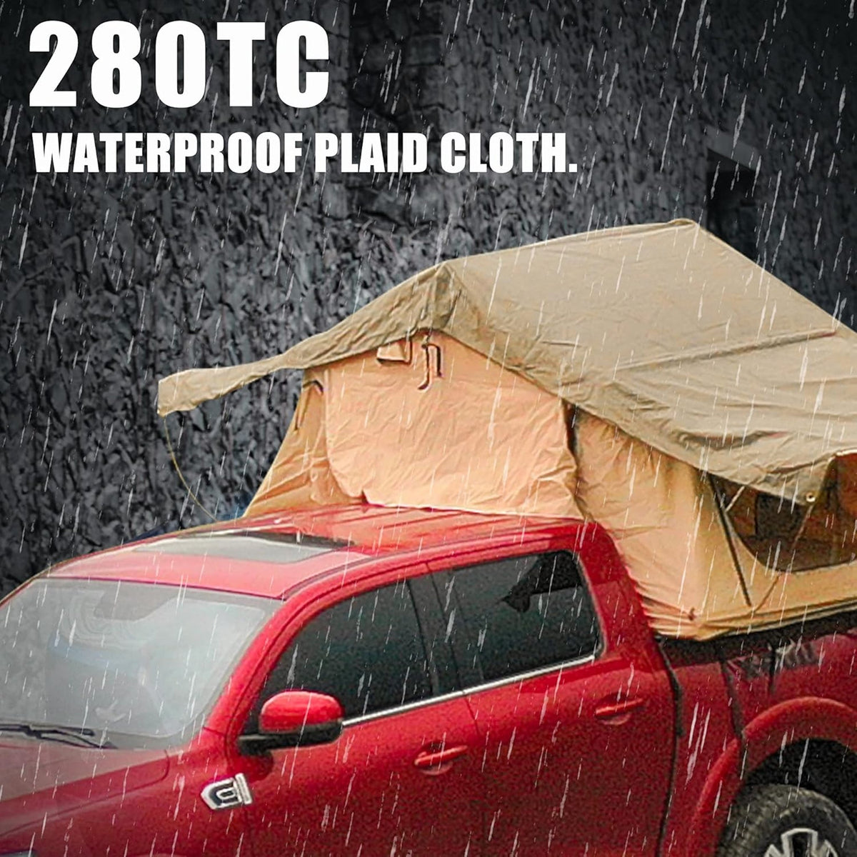 Summit Soft-Shell Aluminum Rooftop Tent With Ladder, LED Light Strip, And Memory Foam Mattress [2-3 Person] (SAK26814)