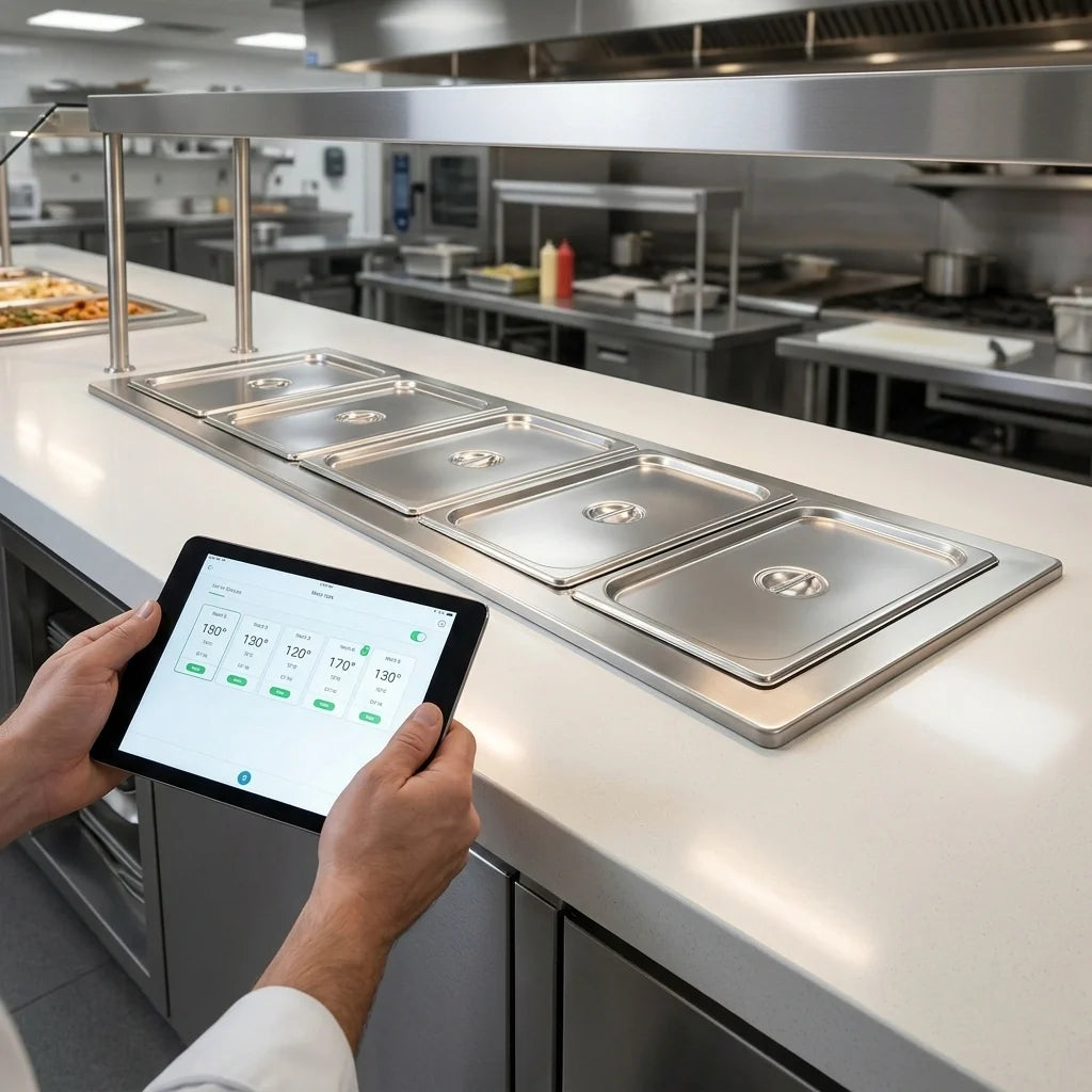 Duke Manufacturing WW-5 5-Pan Full-Size Dry Hot Food Well Drop-In Unit with Digital Touchscreen Controls