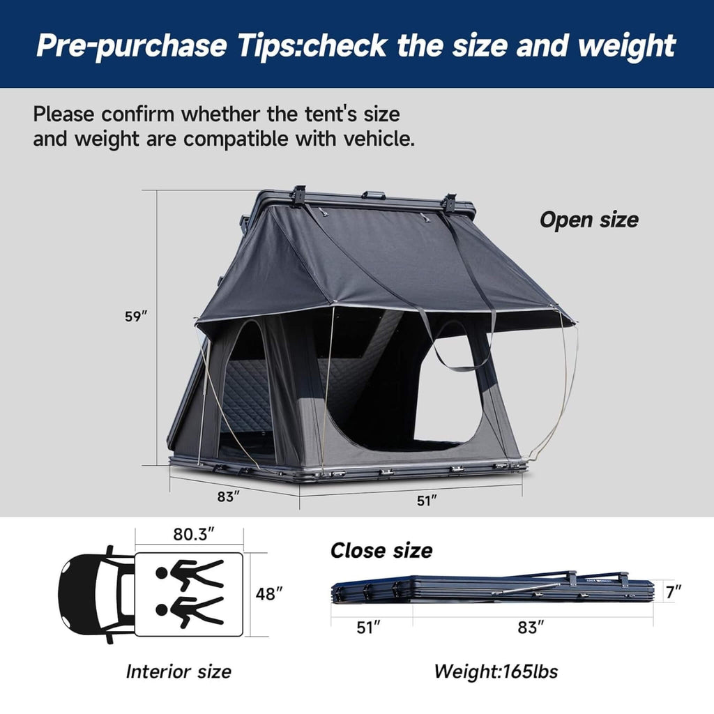 ThermalPeak 2-Person Aluminum Hardshell Pop-Up Rooftop Tent With Solar Panel And Winter Thermal Layer (SAK37481)