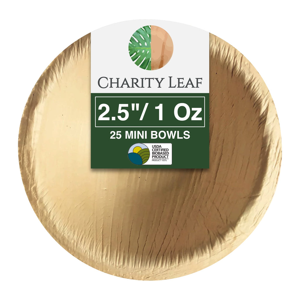 2.5" Inch - (1 Oz) Natural Disposable Bamboo Dipping Bowl