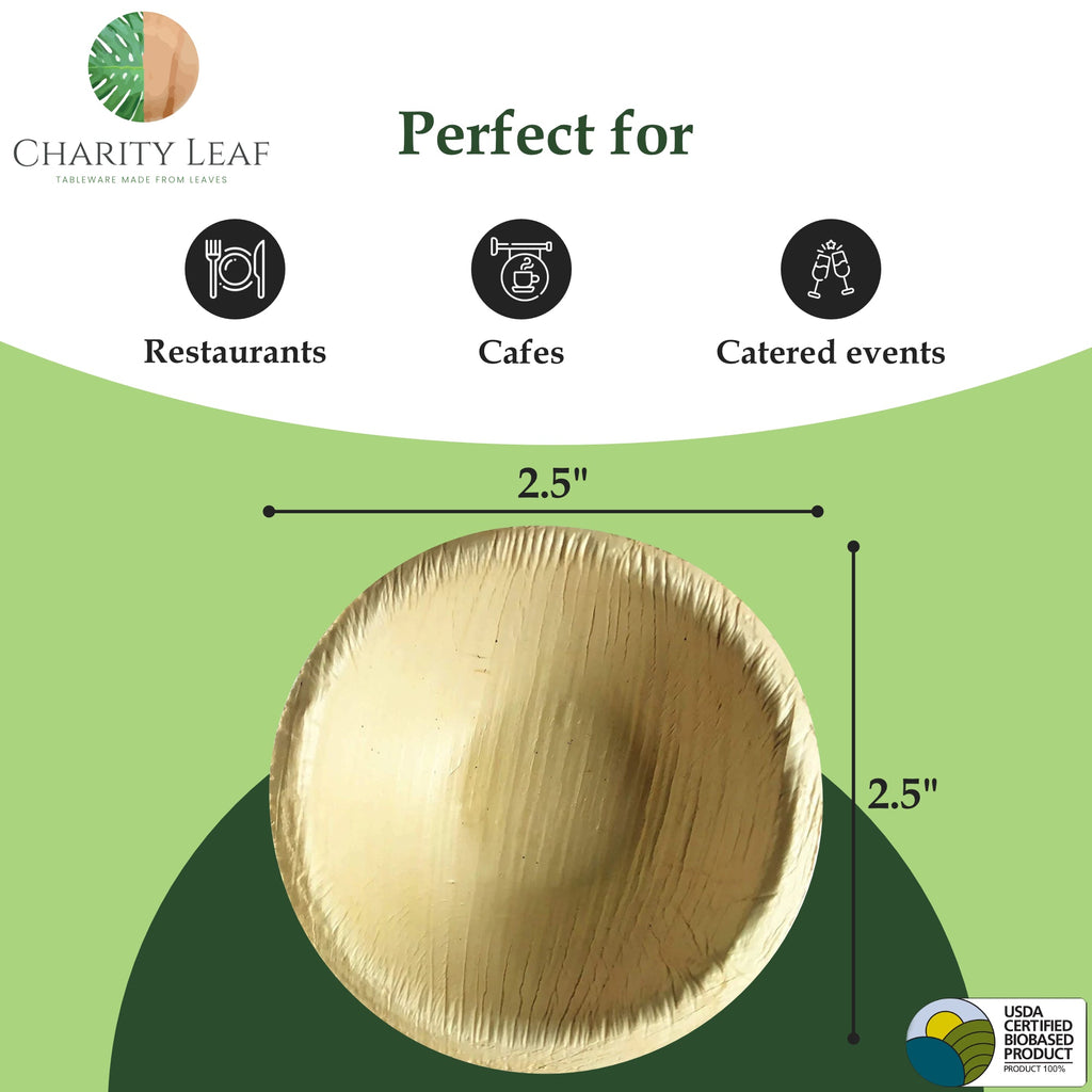 2.5" Inch - (1 Oz) Natural Disposable Bamboo Dipping Bowl