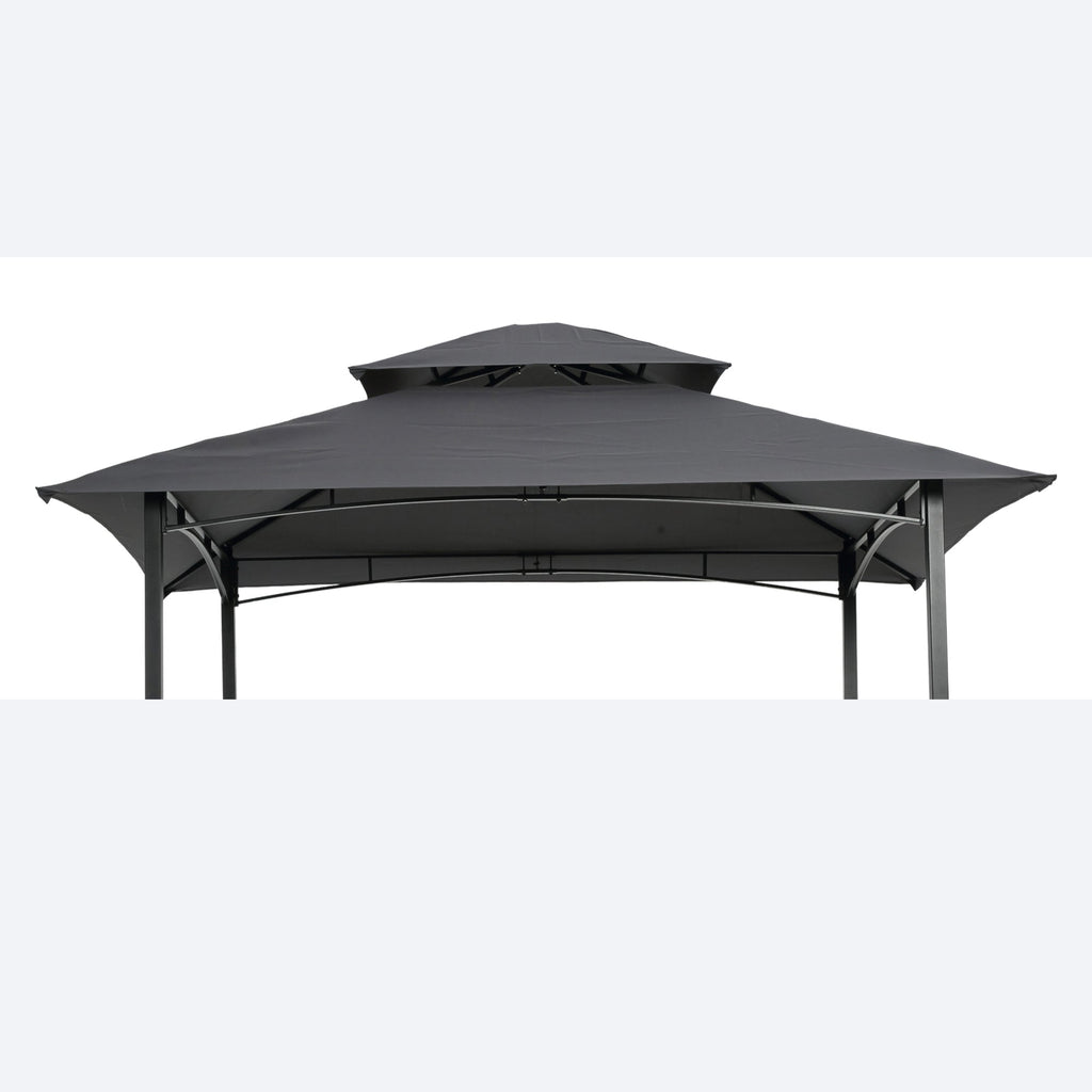8x5Ft Grill Gazebo Replacement Canopy with Double-Tiered Roof - Gray