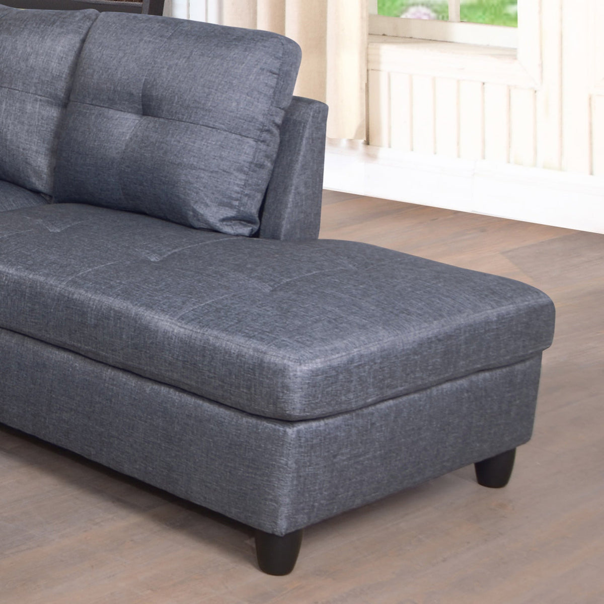 3 PC Sectional Sofa Set with Storage Ottoman - Gray