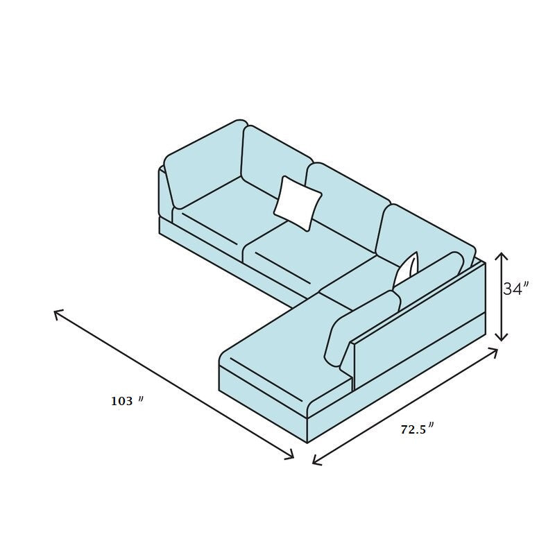 3 PC Sectional Sofa Set with Storage Ottoman - Gray