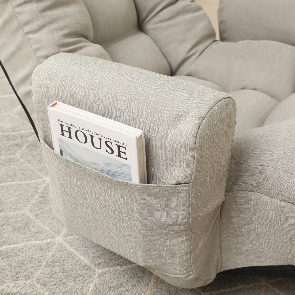 Adjustable Lounge Chair with 360° Swivel - Linen