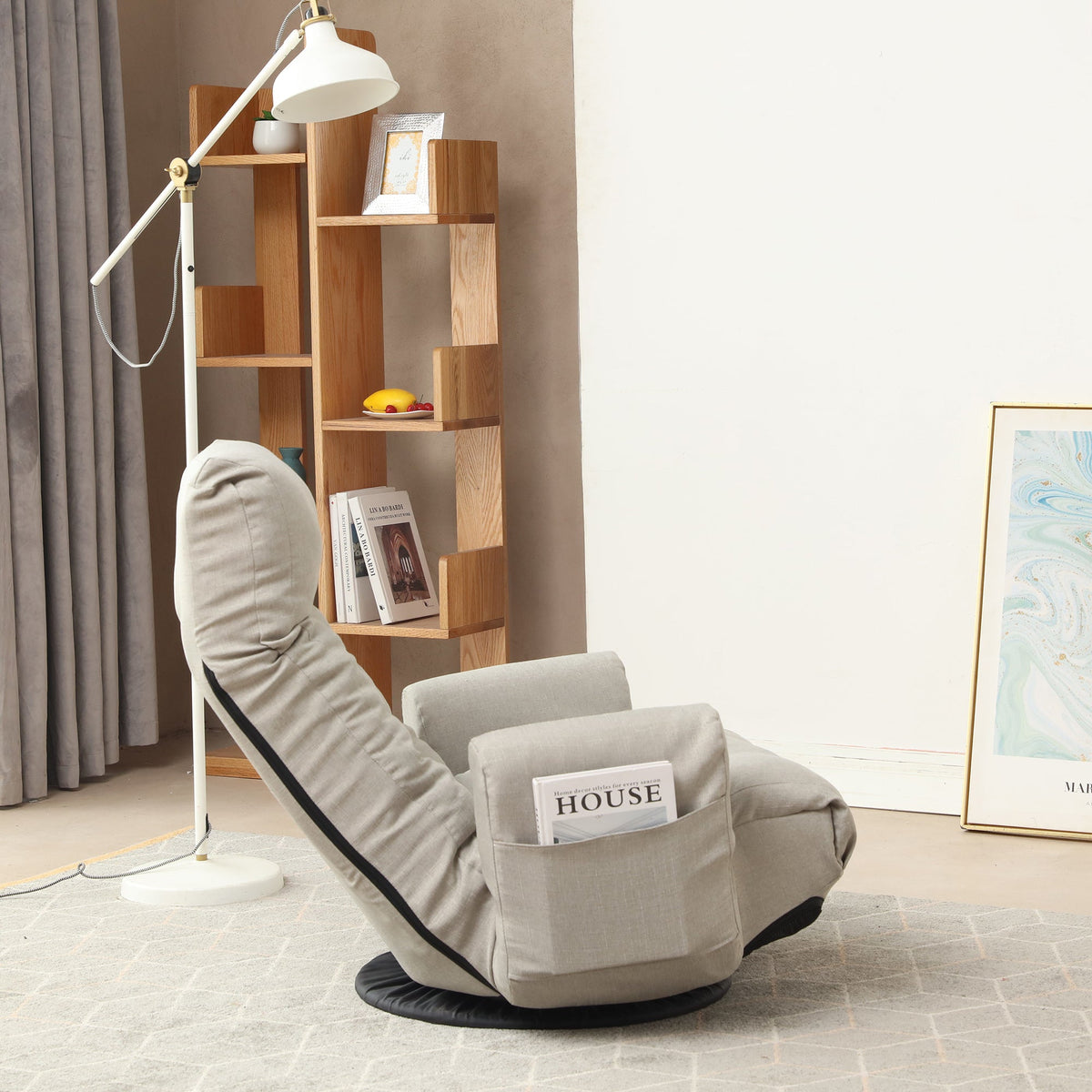 Adjustable Lounge Chair with 360° Swivel - Linen