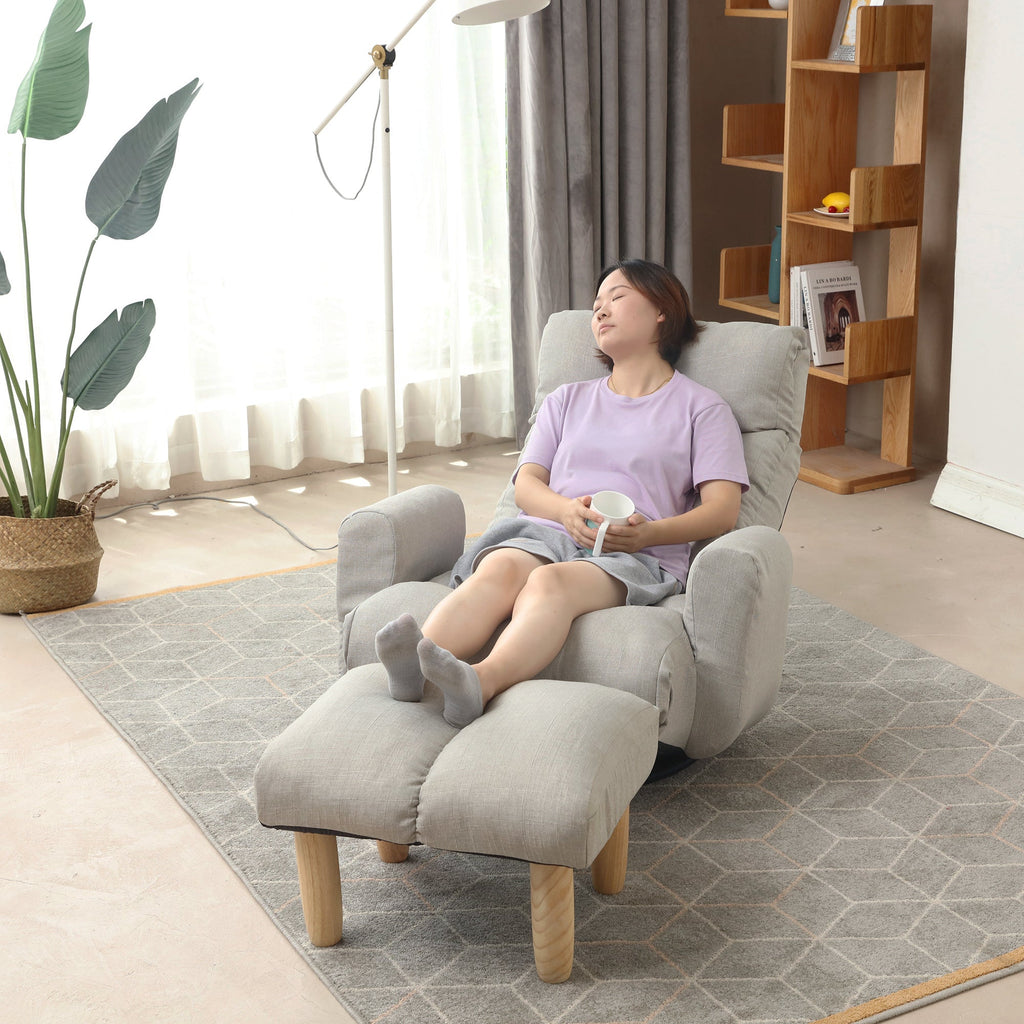 Adjustable Lounge Chair with 360° Swivel - Linen
