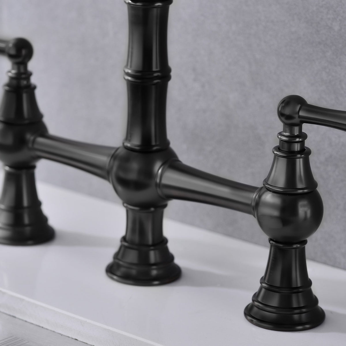 Bridge Dual Handles Kitchen Faucet with Pull-Out Side Spray - Brass