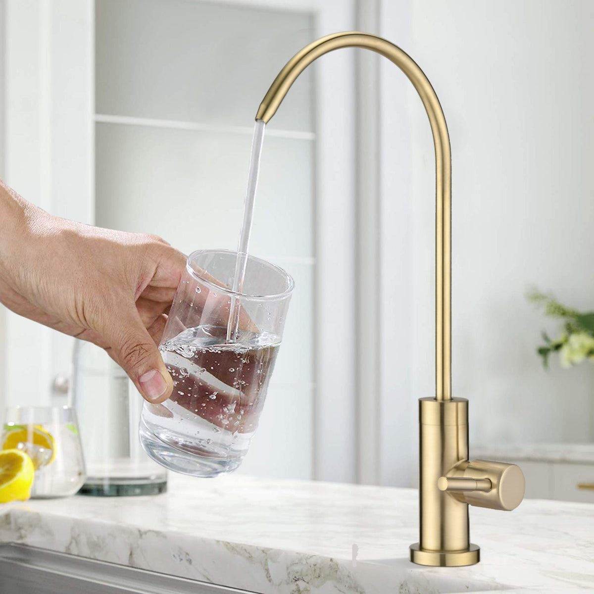 Stainless Steel Kitchen Water Filter Faucet with 360° Swivel - Silver