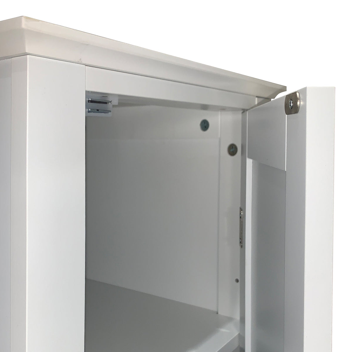 Tall Narrow Tower Freestanding Cabinet with Shutter Doors - White