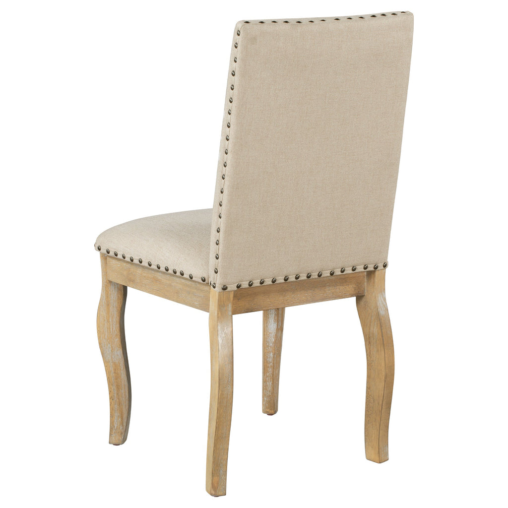 Wood Upholstered Dining Chairs Set of 2 with Padded Seat - Natural Wash